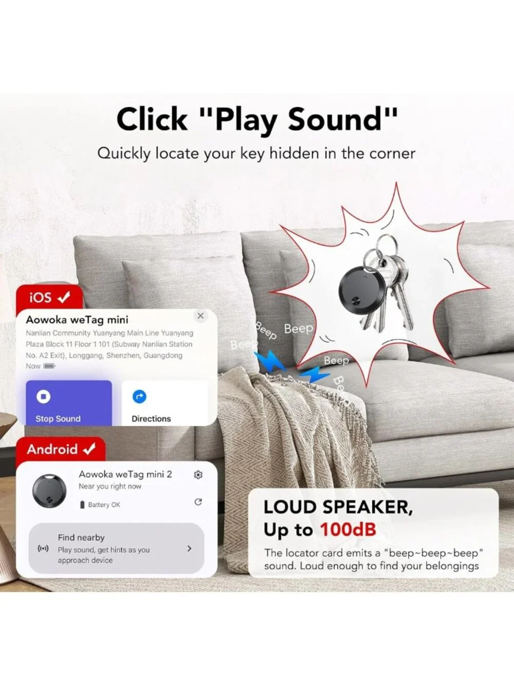 Bluetooth Item Locator Tags for Android & iOS - Smart Tracker for Keys, Luggage